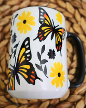 Load image into Gallery viewer, Butterfly Monarch Mug with Black Handle