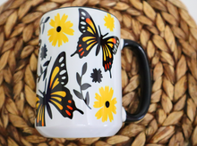 Load image into Gallery viewer, Butterfly Monarch Mug with Black Handle