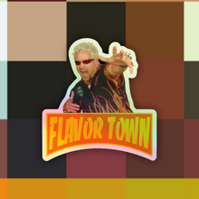 Load image into Gallery viewer, Holographic Flavor Town Guy Fieri Meme Sticker
