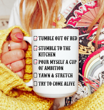 Load image into Gallery viewer, Dolly Parton Morning Checklist Cup of Ambition Coffee Mug