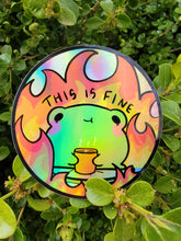 Load image into Gallery viewer, Holographic Frog This is Fine Funny Sticker