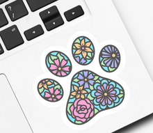 Load image into Gallery viewer, Dog Paw Floral Sticker
