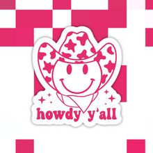 Load image into Gallery viewer, Smiley Face Howdy Y’all Sticker