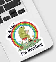 Load image into Gallery viewer, Go Away I’m Reading Frog Sticker