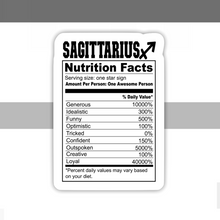 Load image into Gallery viewer, Sagittarius Nutrition Facts Zodiac Sticker