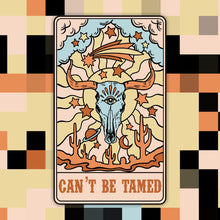 Load image into Gallery viewer, Can’t Be Tamed Cowgirl Hat Tarot Card Sticker