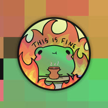 Load image into Gallery viewer, Holographic Frog This is Fine Funny Sticker