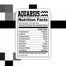 Load image into Gallery viewer, Aquarius Nutrition Facts Zodiac Sticker