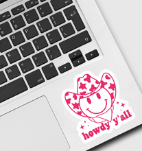 Load image into Gallery viewer, Smiley Face Howdy Y’all Sticker