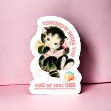 Load image into Gallery viewer, Cat Retro Tomorrow Needs You 988 Sticker