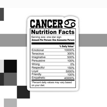 Load image into Gallery viewer, Cancer Nutrition Facts Zodiac Sticker