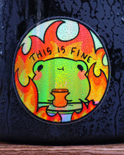 Load image into Gallery viewer, Holographic Frog This is Fine Funny Sticker