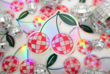 Load image into Gallery viewer, Disco Ball Cherries Holographic Sticker