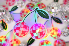 Load image into Gallery viewer, Disco Ball Cherries Holographic Sticker