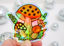 Load image into Gallery viewer, Retro Mushroom Holographic Sticker