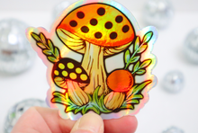 Load image into Gallery viewer, Retro Mushroom Holographic Sticker