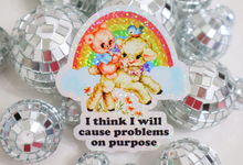 Load image into Gallery viewer, Retro I Think I Will Cause Problems On Purpose Glitter Sticker