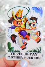 Load image into Gallery viewer, Retro Yippee Ki-Yay Mother F*ckers Glitter Sticker
