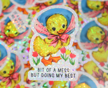 Load image into Gallery viewer, Glitter Bit of a Mess But Doing My Best Sticker