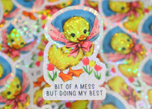 Load image into Gallery viewer, Glitter Bit of a Mess But Doing My Best Sticker