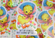 Load image into Gallery viewer, Glitter Bit of a Mess But Doing My Best Sticker