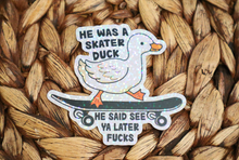 Load image into Gallery viewer, Skater Duck Glitter Retro Sticker