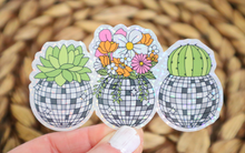 Load image into Gallery viewer, Disco Floral Planter Glitter Retro Sticker