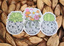 Load image into Gallery viewer, Disco Floral Planter Glitter Retro Sticker