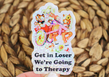 Load image into Gallery viewer, Get in Loser We're Going to Therapy Glitter Retro Sticker