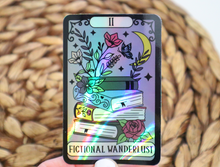 Load image into Gallery viewer, Fictional Wanderlust Reader Tarot Holographic Sticker