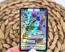 Load image into Gallery viewer, Fictional Wanderlust Reader Tarot Holographic Sticker
