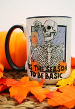 Load image into Gallery viewer, Tis the Season to Be Basic Pumpkin Spice15oz White Mug with Black Handle