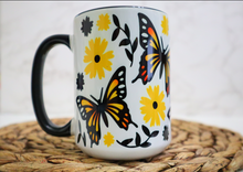 Load image into Gallery viewer, Butterfly Monarch Mug with Black Handle
