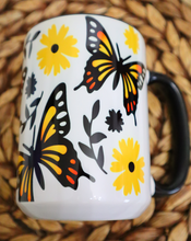 Load image into Gallery viewer, Butterfly Monarch Mug with Black Handle
