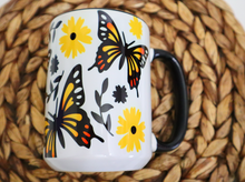 Load image into Gallery viewer, Butterfly Monarch Mug with Black Handle
