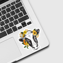 Load image into Gallery viewer, Cow Sunflower Sticker
