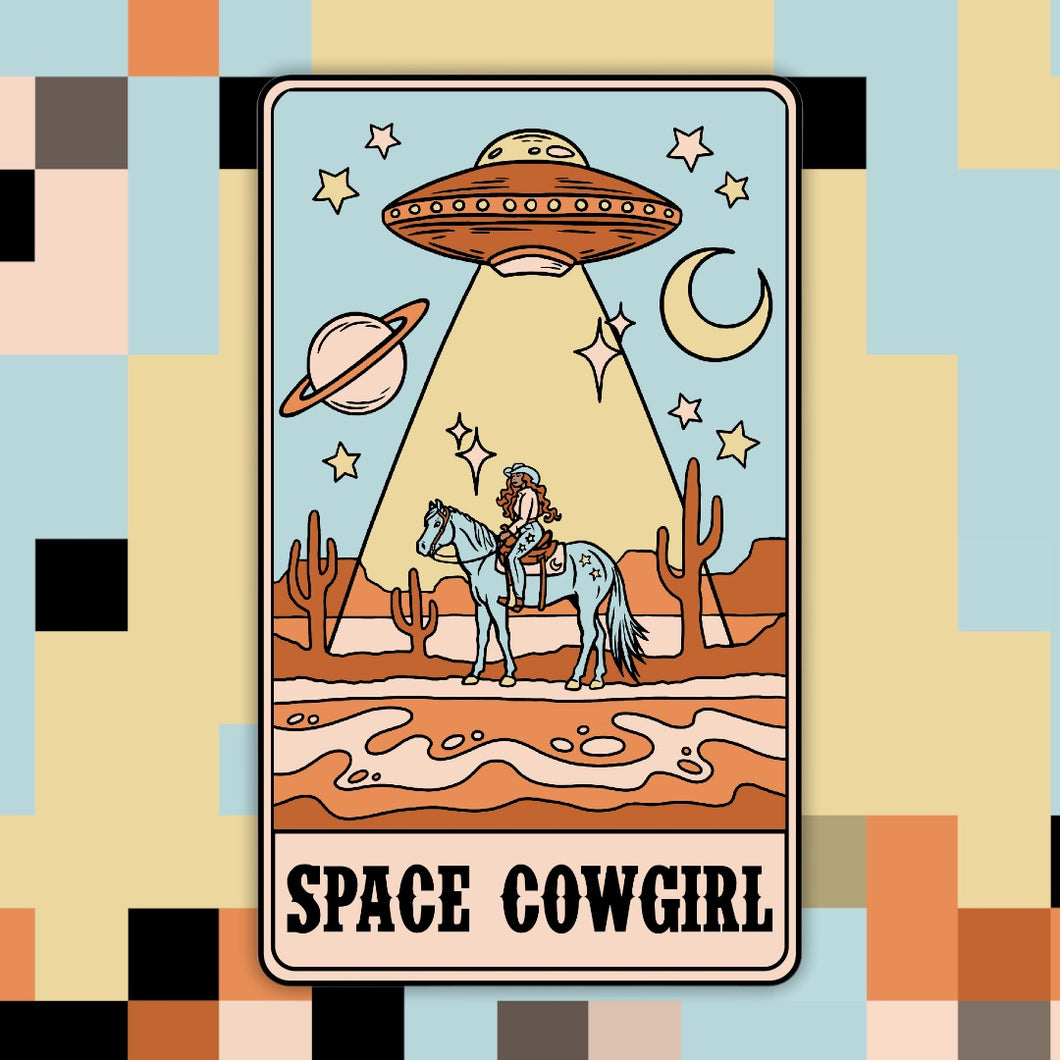 Space Cowgirl Hat Tarot Card Sticker