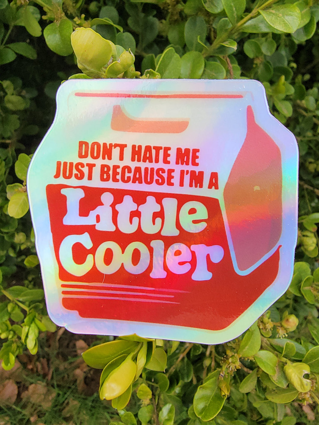 Holographic Don’t Hate Me Because I’m a Little Cooler Sticker