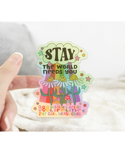 Load image into Gallery viewer, Stay Suicide Prevention 988 Holographic 4&quot; Sticker
