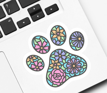 Load image into Gallery viewer, Dog Paw Floral Sticker
