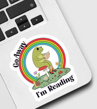 Load image into Gallery viewer, Go Away I’m Reading Frog Sticker
