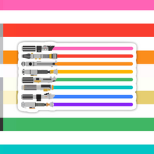 Load image into Gallery viewer, Pride Rainbow Light Sabers Sticker
