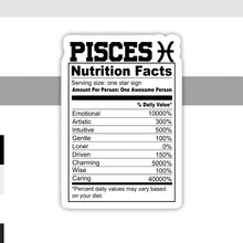 Load image into Gallery viewer, Pisces Nutrition Facts Zodiac Sticker
