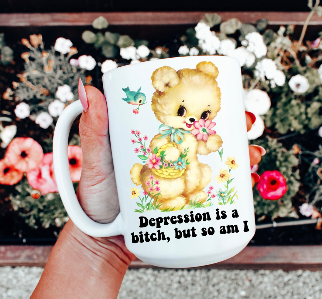 Depression is a B*tch Retro Mug