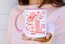 Load image into Gallery viewer, Western Howdy Mug with Pink Handle
