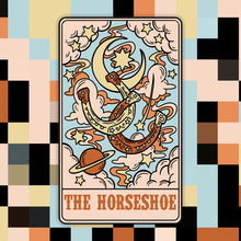 Load image into Gallery viewer, The Horseshoe Cowgirl Hat Tarot Card Sticker
