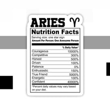 Load image into Gallery viewer, Aries Nutrition Facts Zodiac Sticker
