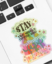 Load image into Gallery viewer, Stay Suicide Prevention 988 Holographic 4&quot; Sticker
