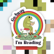 Load image into Gallery viewer, Go Away I’m Reading Frog Sticker
