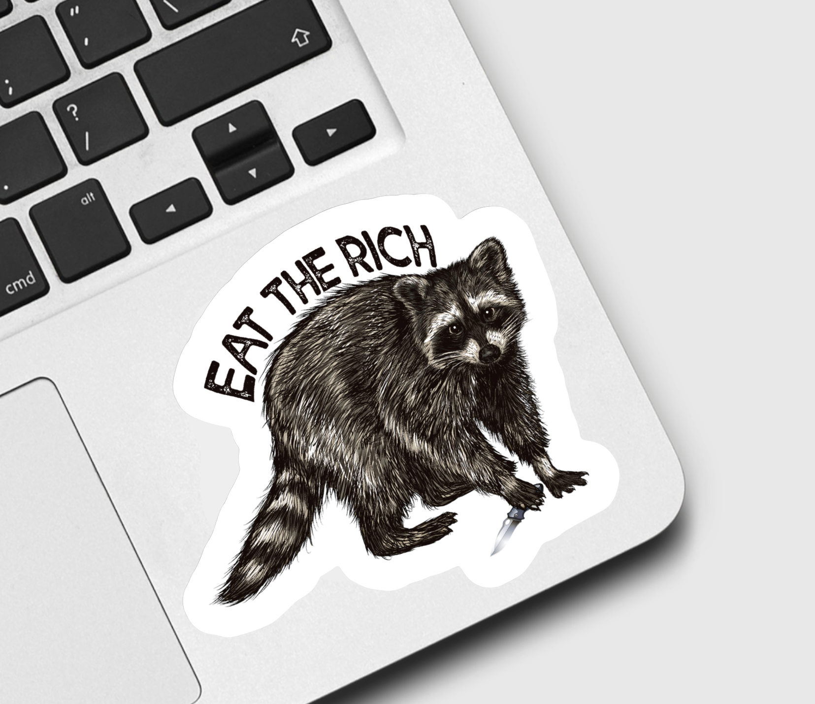 Rich Racoon Eat the Rich Raccoon Sticker – AceThePitmatianCo